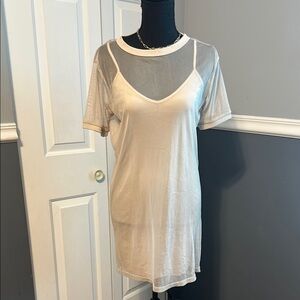 Forever 21 Cream Sheer Layered Dress